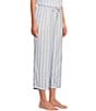 Color:Blue/White Stripe - Image 4 - Striped Drawstring Tie Coordinating Woven Cropped Sleep Pant