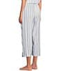 Color:Blue/White Stripe - Image 5 - Striped Drawstring Tie Coordinating Woven Cropped Sleep Pant
