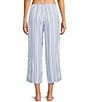Nottibianche Striped Drawstring Tie Coordinating Woven Cropped Sleep Pants - Image 2