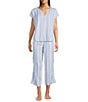 Nottibianche Striped Drawstring Tie Coordinating Woven Cropped Sleep Pants - Image 3