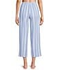 Nottibianche Striped Gauze Drawstring Tie Coordinating Cropped Sleep Pants, Color:Dark Chambray - Image 2