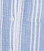 Nottibianche Striped Gauze Short Sleeve Notch Collar Button Front Coordinating Sleep Top, Color:Dark Chambray - Image 4