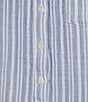 Color:Blue Stripe - Image 5 - Striped Long Roll Tab Sleeve Split Round Neck Woven Caftan