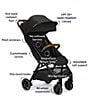 Nuna TRVL™ Self-Folding Compact Stroller, Color:Caviar - Image 4