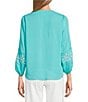 Nurture Embroidered 3/4 Sleeve V-Neck Placket Top - Image 2