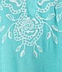 Nurture Embroidered 3/4 Sleeve V-Neck Placket Top - Image 4