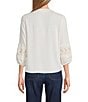 Nurture Embroidered 3/4 Sleeve V-Neck Placket Top - Image 6