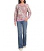 Nurture Batik Print Long Sleeve Crew Neck Knit Top - Image 3
