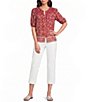 Nurture Button Front Elbow Sleeve Y-Neck Top - Image 3