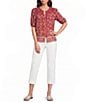 Nurture Button Front Elbow Sleeve Y-Neck Top - Image 3