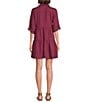 Color:Mulberry - Image 2 - by Westbound 3/4 Sleeve Point Collar Dual Chest Pocket Tiered Shirt Dress