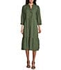 Color:Clover - Image 1 - by Westbound 3/4 Sleeve Smocked Midi A-Line Dress