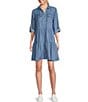 Color:Blue - Image 1 - by Westbound 3/4 Sleeve Tired Shirt Dress