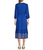 Nurture by Westbound 3/4 Sleeve V-Neck Embroidered Midi Dress, Color:Ocean Breeze - Image 2