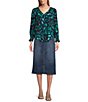 Nurture by Westbound 3/4 Sleeve Y-Neck Top, Color:Watercolor - Image 3