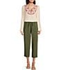 Color:Clover - Image 3 - by Westbound Drawstring Elastic Waist Cropped Utility Pants