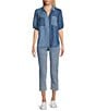 Nurture by Westbound Cropped High Rise Striped Slim Fit Jeans, Color:Light Blue - Image 3