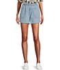 Color:Light Blue - Image 1 - by Westbound Elastic Waist High Rise Shorts