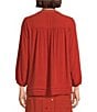 Nurture by Westbound Embroidered Split Round Neck 3/4 Sleeve Blouse, Color:Spice - Image 2