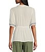 Color:White Sand - Image 2 - by Westbound Embroidered V-Neck Puff Sleeve Blouse
