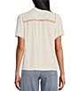 Color:White Sand - Image 2 - by Westbound Embroidered V-Neck Short Sleeve Top