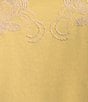 Nurture by Westbound Knit Crew Neck Floral Embroidered Elbow Sleeve Top, Color:First Rays - Image 4