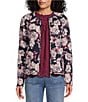 Color:Navy Floral - Image 1 - by Westbound Long Sleeve Floral Quilted Jacket