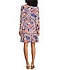 Nurture by Westbound Long Sleeve V-Neck Button Front Smocked Waist Dress, Color:Blue Paisley - Image 2