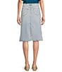 Color:Light Blue - Image 2 - by Westbound Petite Size Back Slit Five Pocket Demin Knee Length A-Line Skirt