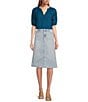 Color:Light Blue - Image 3 - by Westbound Petite Size Back Slit Five Pocket Demin Knee Length A-Line Skirt