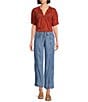 Nurture by Westbound Petite Size Elbow Sleeve Button Down Top, Color:Spice - Image 3
