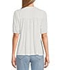 Color:White Sand - Image 2 - by Westbound Petite Size Elbow Sleeve Embroidered Square Yoke Top