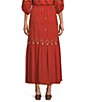 Nurture by Westbound Petite Size Embroidered Tiered Coordinating Midi Skirt, Color:Spice - Image 2