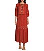 Nurture by Westbound Petite Size Embroidered Tiered Coordinating Midi Skirt, Color:Spice - Image 3