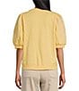 Nurture by Westbound Petite Size Knit Crew Neck Floral Embroidered Elbow Sleeve Top, Color:First Rays - Image 2