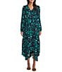 Nurture by Westbound Petite Size Long Sleeve Tiered Midi Dress, Color:Watercolor - Image 1