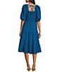 Color:Coast - Image 2 - by Westbound Petite Size Short Sleeve Square Neck A-Line Midi Dress