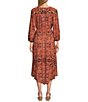 Nurture by Westbound Petite Size Spice Scarf Print 3/4 Sleeve Pointed Hem Midi Dress, Color:Spice Scarf - Image 2