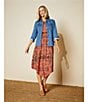 Nurture by Westbound Petite Size Spice Scarf Print 3/4 Sleeve Pointed Hem Midi Dress, Color:Spice Scarf - Image 4
