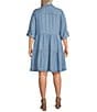 Color:Blue - Image 2 - by Westbound Plus Size 3/4 Sleeve Tiered Shirt Dress