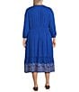Nurture by Westbound Plus Size 3/4 Sleeve V-Neck Embroidered Midi Dress, Color:Ocean Breeze - Image 2