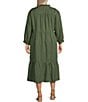 Color:Clover - Image 2 - by Westbound Plus Size 3/4 Sleeve V-Neck Smocked Sheath Midi Dress