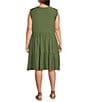 Color:Olive Moss - Image 2 - by Westbound Plus Size Cap Flutter Sleeve Short Dress