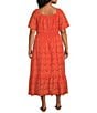 Color:Pacific Coral - Image 2 - by Westbound Plus Size Elastic Square Neck Midi Dress