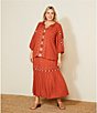 Nurture by Westbound Plus Size Embroidered Elbow Sleeve Coordinating Peasant Top, Color:Spice - Image 5