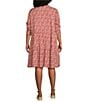 Nurture by Westbound Plus Size Embroidered Floral Button Front Roll Sleeve Tiered Short Dress, Color:Ditsy Floral - Image 2