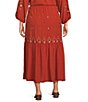 Nurture by Westbound Plus Size Embroidered Tiered Coordinating Midi Skirt, Color:Spice - Image 2