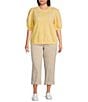 Nurture by Westbound Plus Size Knit Crew Neck Floral Embroidered Elbow Sleeve Top, Color:First Rays - Image 3