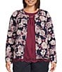 Color:Navy Flora - Image 1 - By Westbound Plus Size Long Sleeve Quilted Jacket