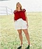 Color:White - Image 5 - by Westbound Plus Size Mid Rise Belted Shorts